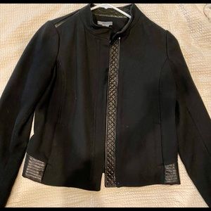 Vince black textured Cotton and lambskin leather jacket